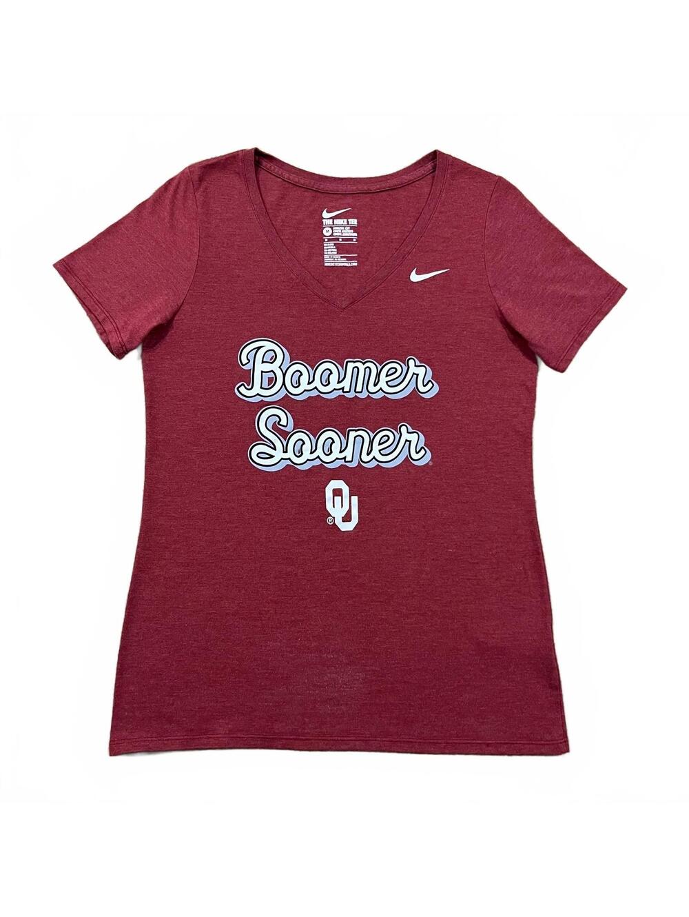Oklahoma Sooners Nike Womens Boomer Sooner V Neck T Shirt Red Size Medium